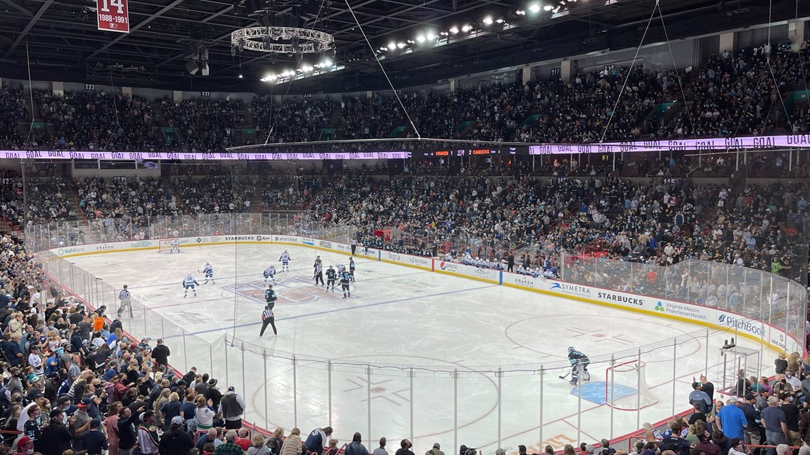 Capacity crowd packs Spokane Arena to cheer on the Seattle Kraken