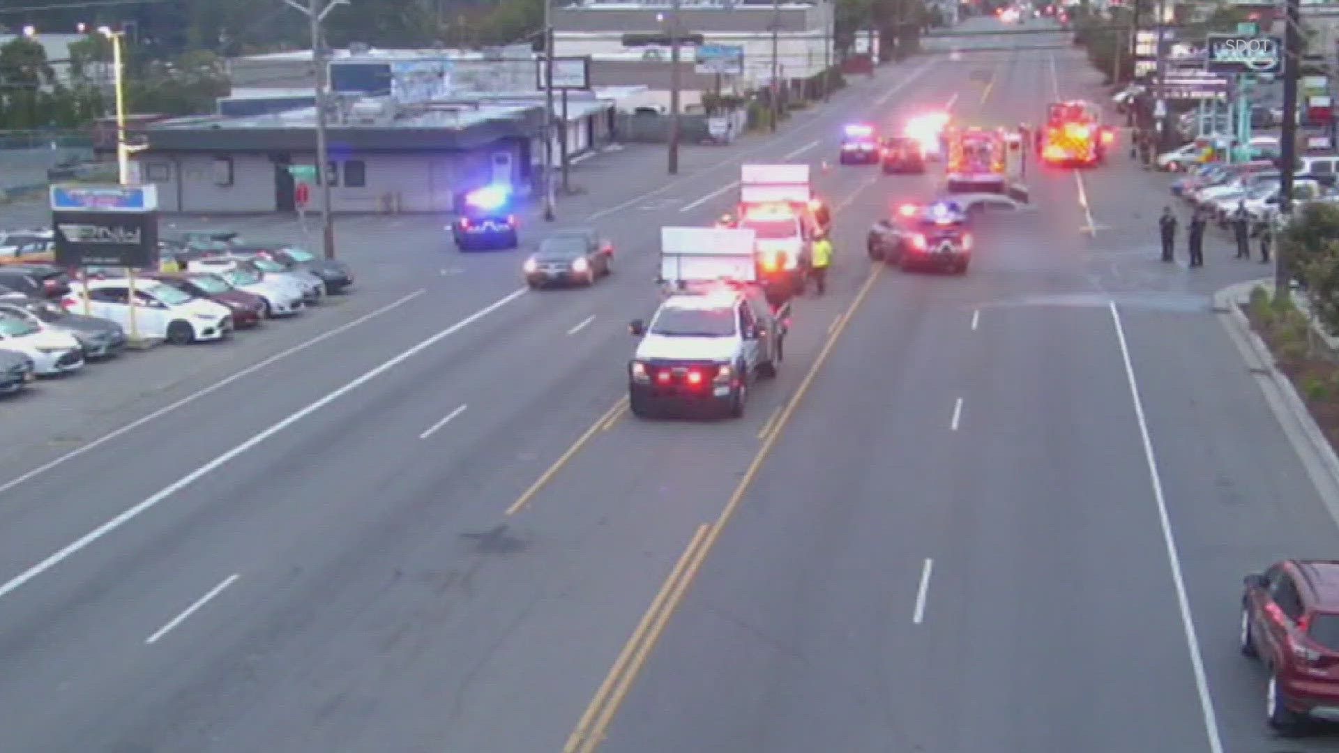 Driver killed in car vs. fire truck collision in Seattle | king5.com