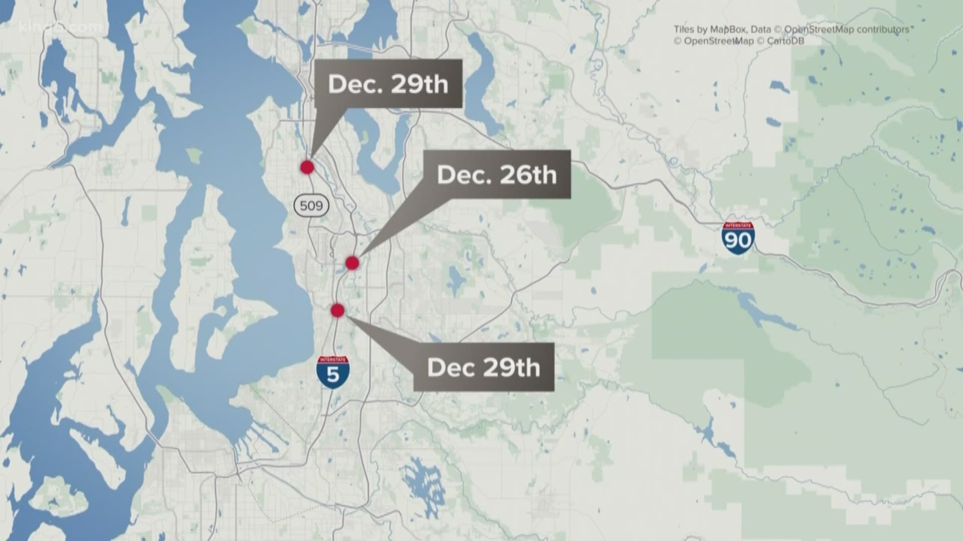 One person died after being shot in the face while driving on SR 509. The Washington State Patrol is investigating three roadway shootings since Dec. 26.