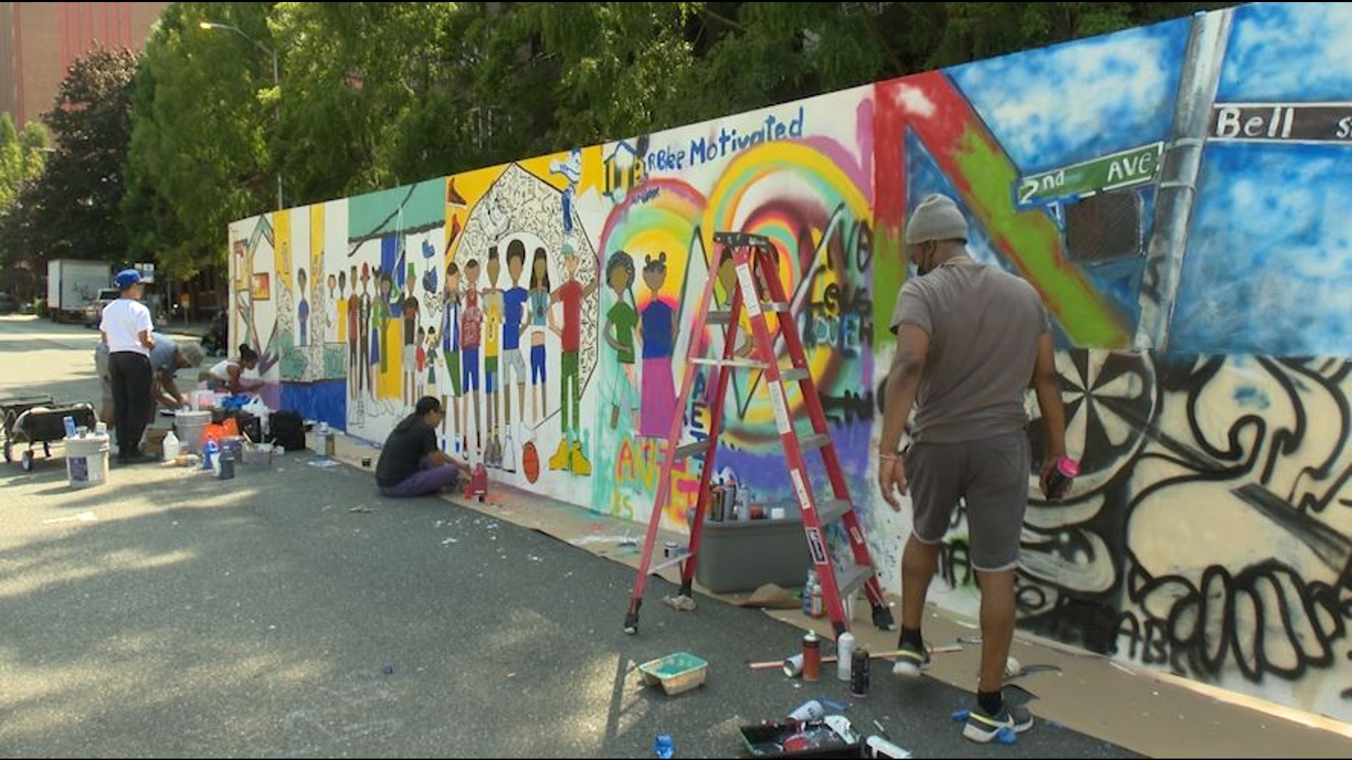 The murals are popping up between Belltown and Sodo, and will be on display through 2026.