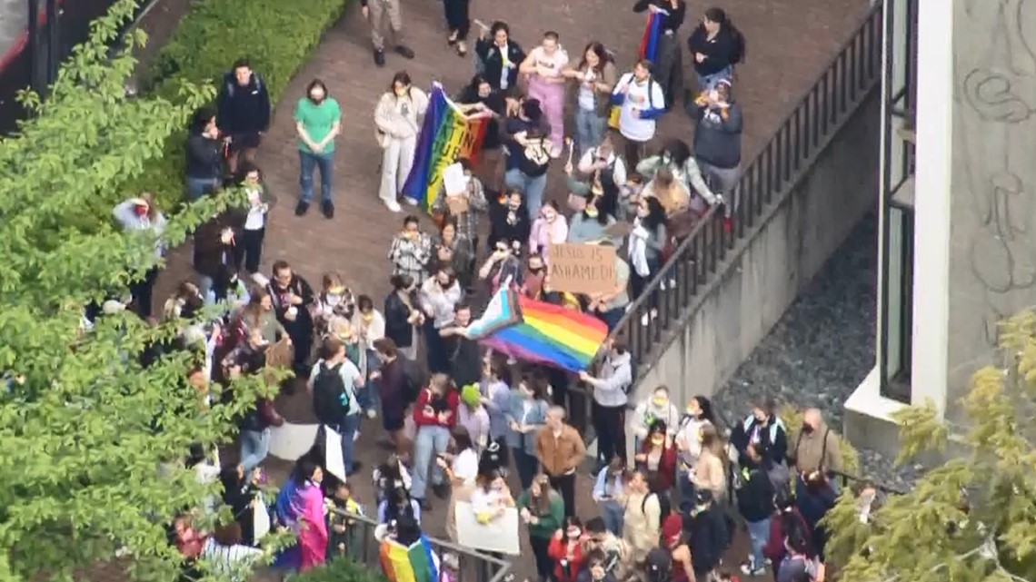 SPU student walkout protests university's policy on employee sexuality