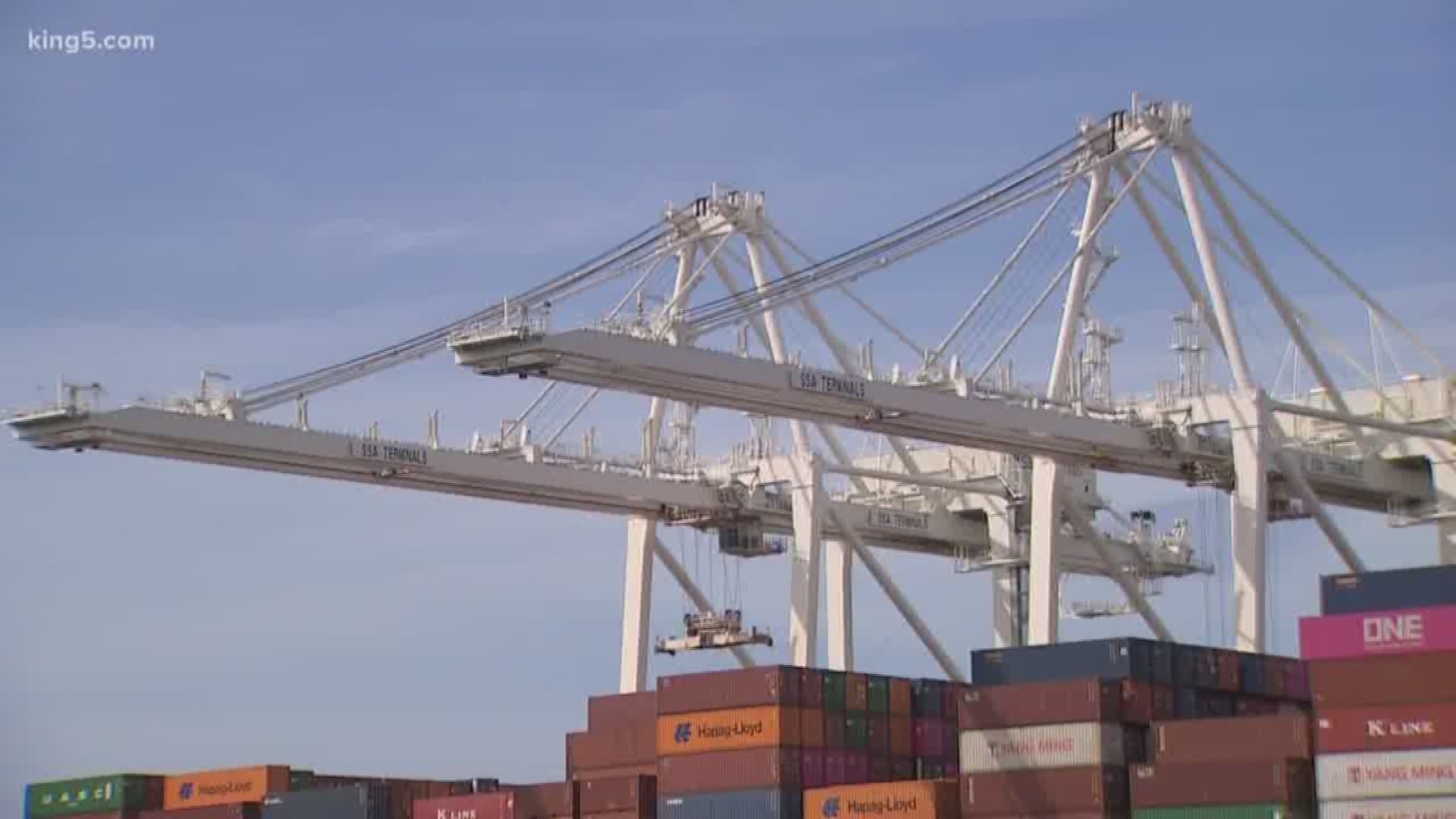 Though it's an ocean apart, the Washington economy is closely tied to China. Imports from the country make up about 60% of the goods coming into Northwest Seaport Alliance ports in Tacoma and Seattle.