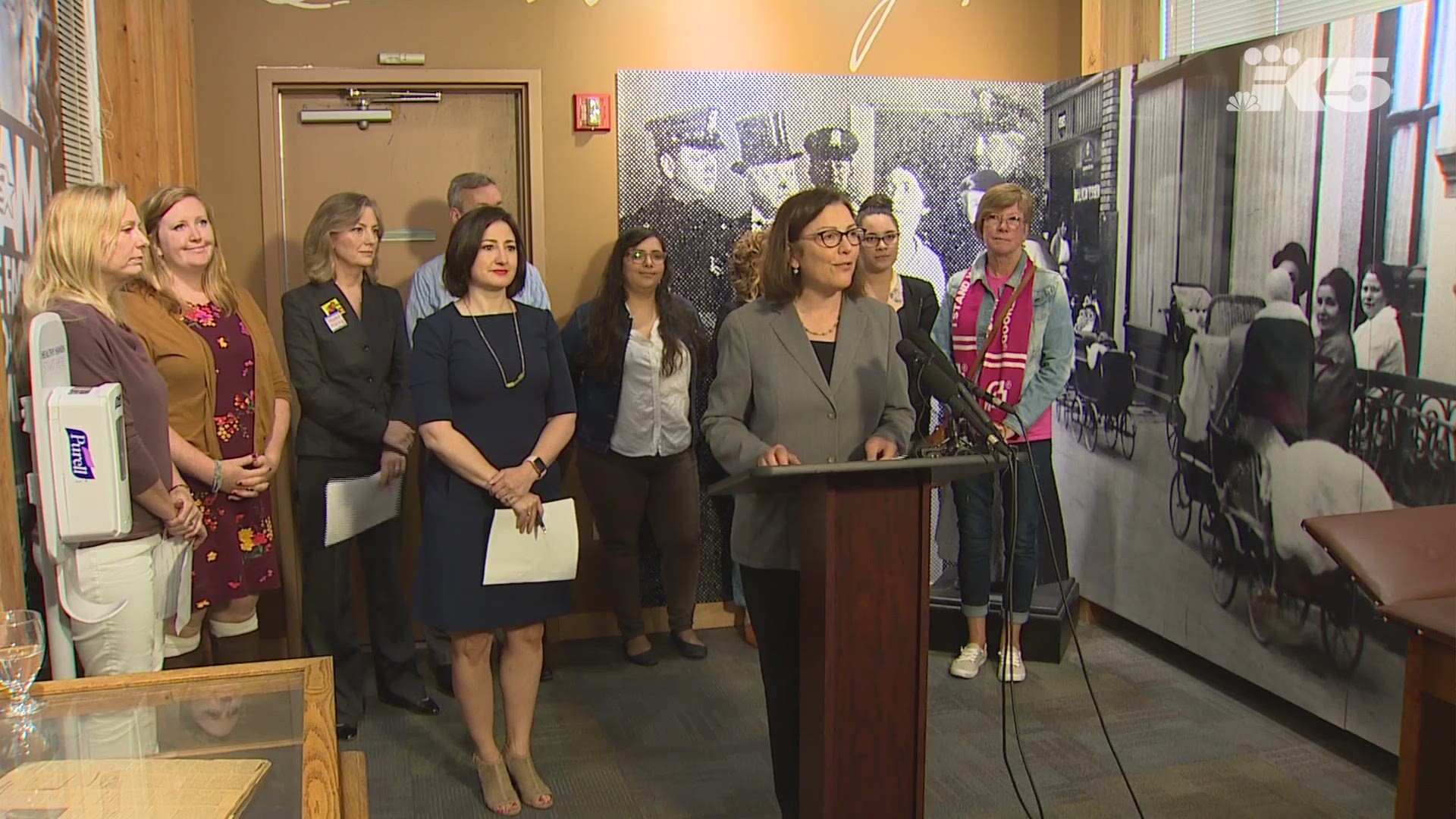 During a news conference in Seattle on Tuesday, Washington Congresswoman Suzan DelBene urged fellow lawmakers to pass the Women’s Health Protection Act, which prevents states from imposing certain restrictions on abortions.