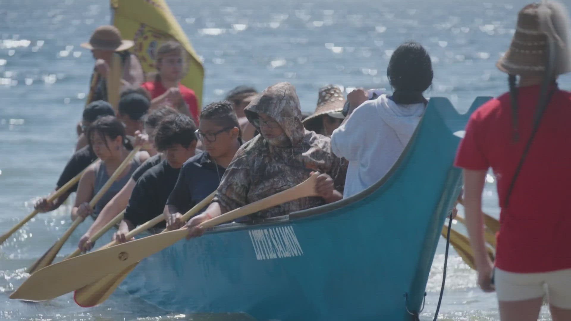 About 100 canoes are expected for a journey that will end in Seattle's Alki Beach on Sunday.