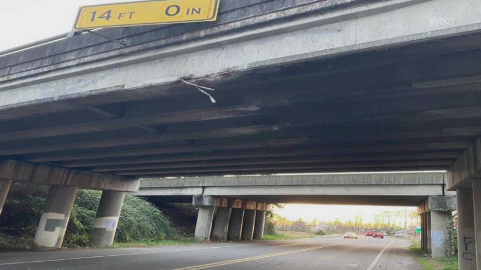 All northbound lanes were shut down at Portal Way as crews assessed the damage Sunday afternoon.