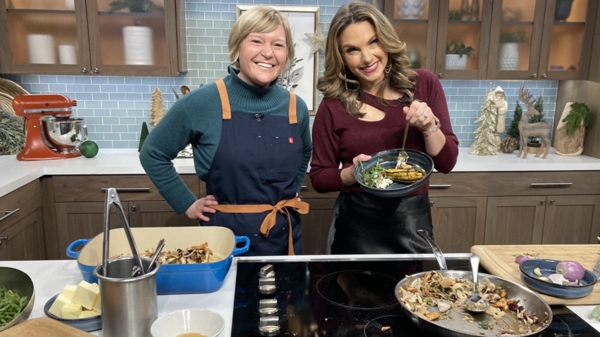 Chef Maggie Trujillo from Aerlume joined the show to share a delicious recipe for delicata squash stuffed with wild mushrooms, dried cranberries, and more! #newdaynw