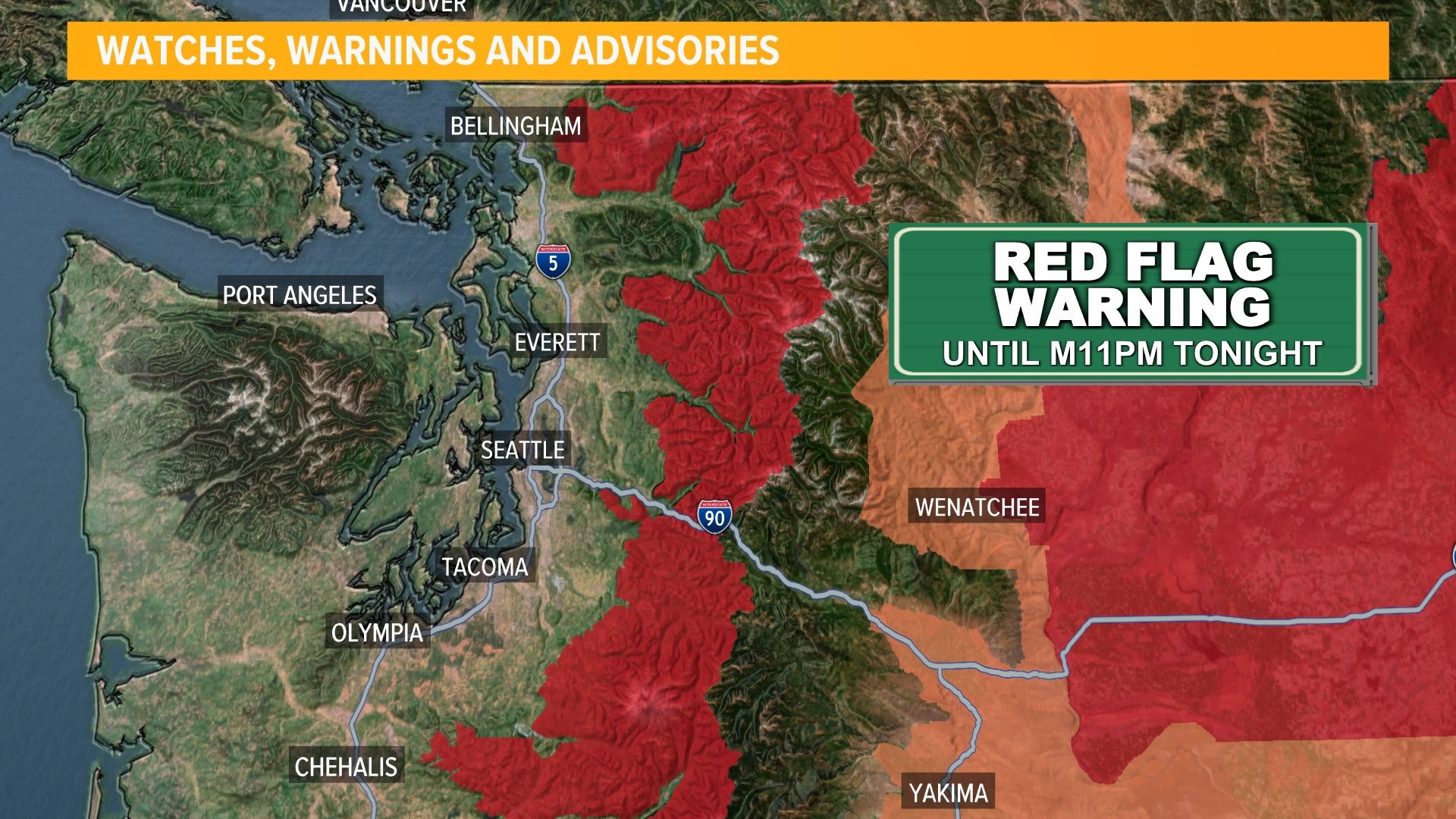 Cascade Mountains Wildfire Forecast: Red Flag Warning Issued | King5.com