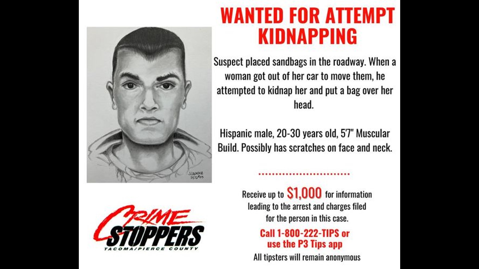 Search for Roy attempted kidnapping suspect