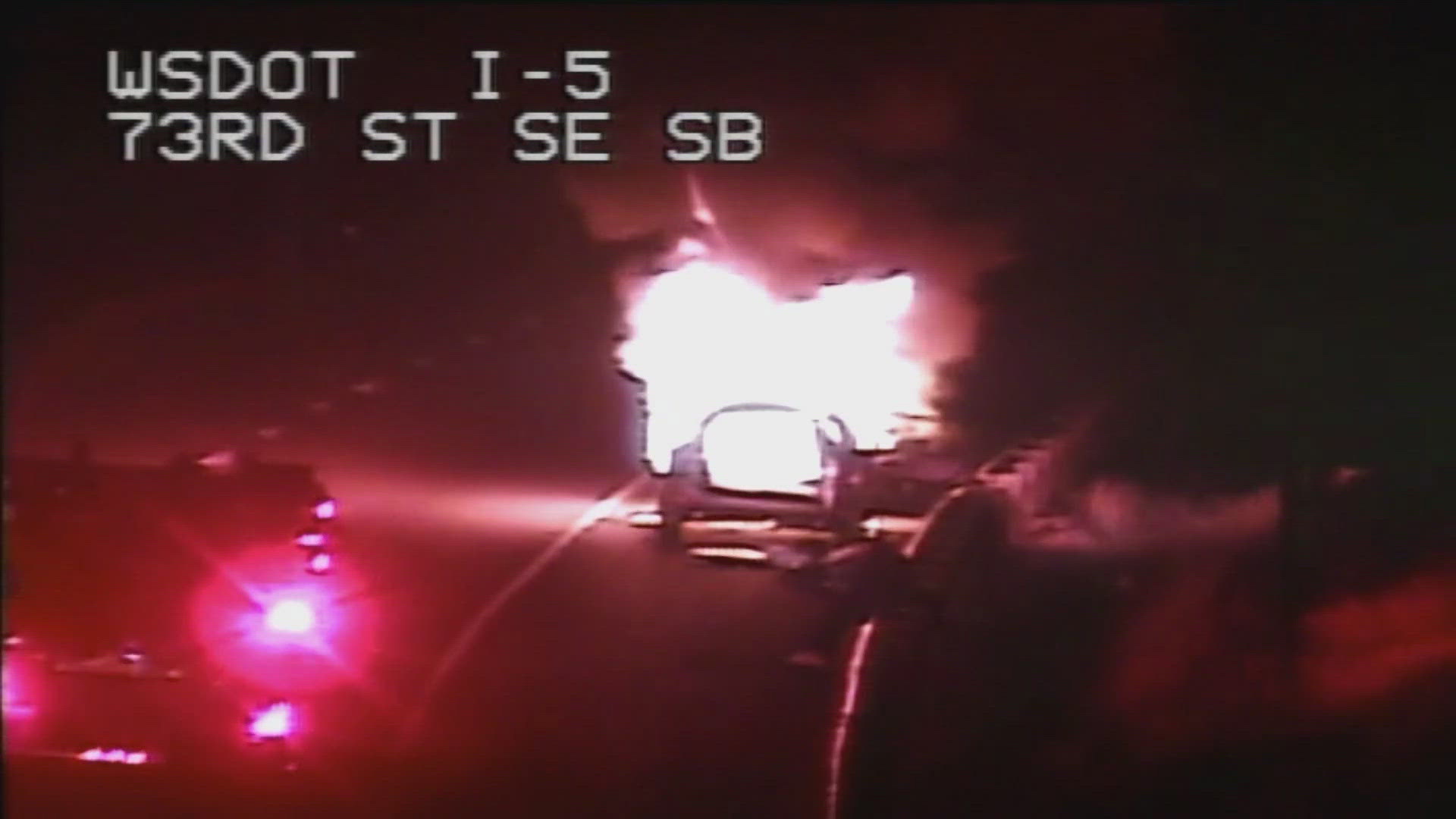 A car fire on I-5 near 73rd St. SE in Everett lead to the driver being arrested for DUI Friday morning