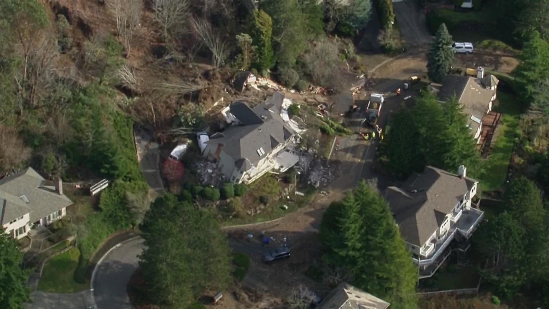 Aerials of Bellevue home collapse