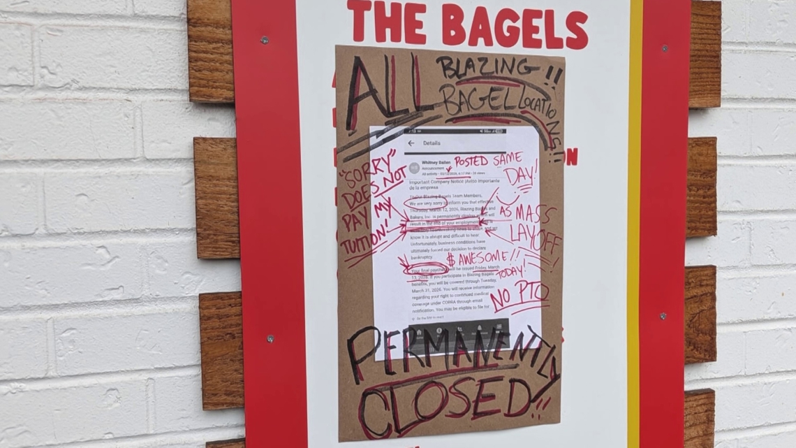 Blazing Bagels abruptly closes all locations amid bankruptcy