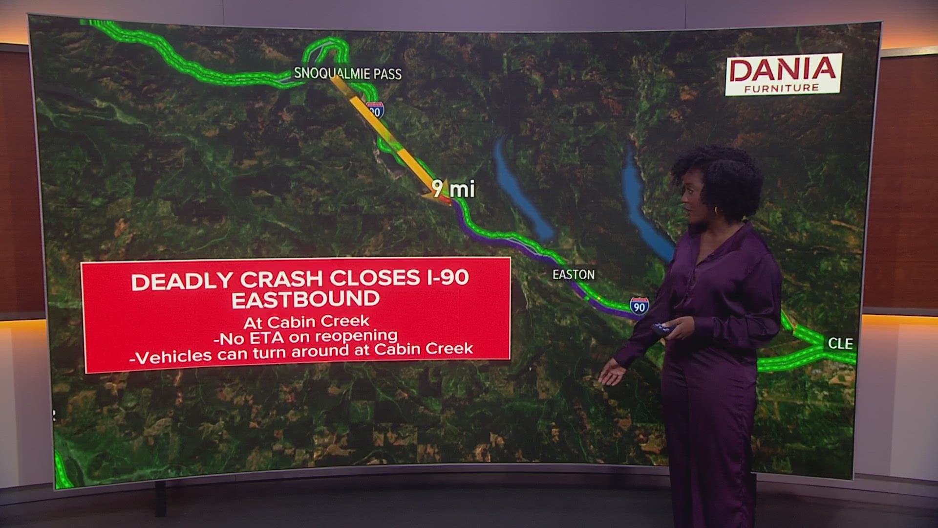 The roadway has been closed at milepost 63 since just before 2 a.m., and WSDOT said there will be no update until 11 a.m.