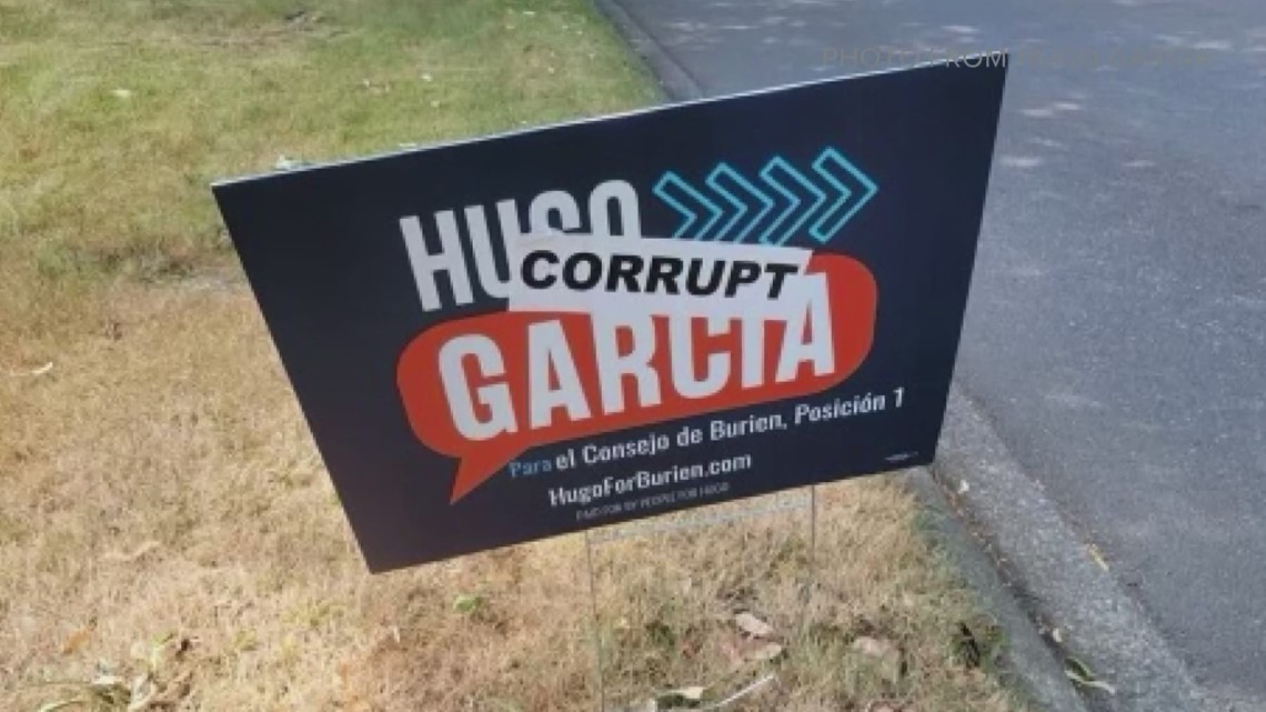 Burien City Council candidates targeted by anonymous political signs | king5.com