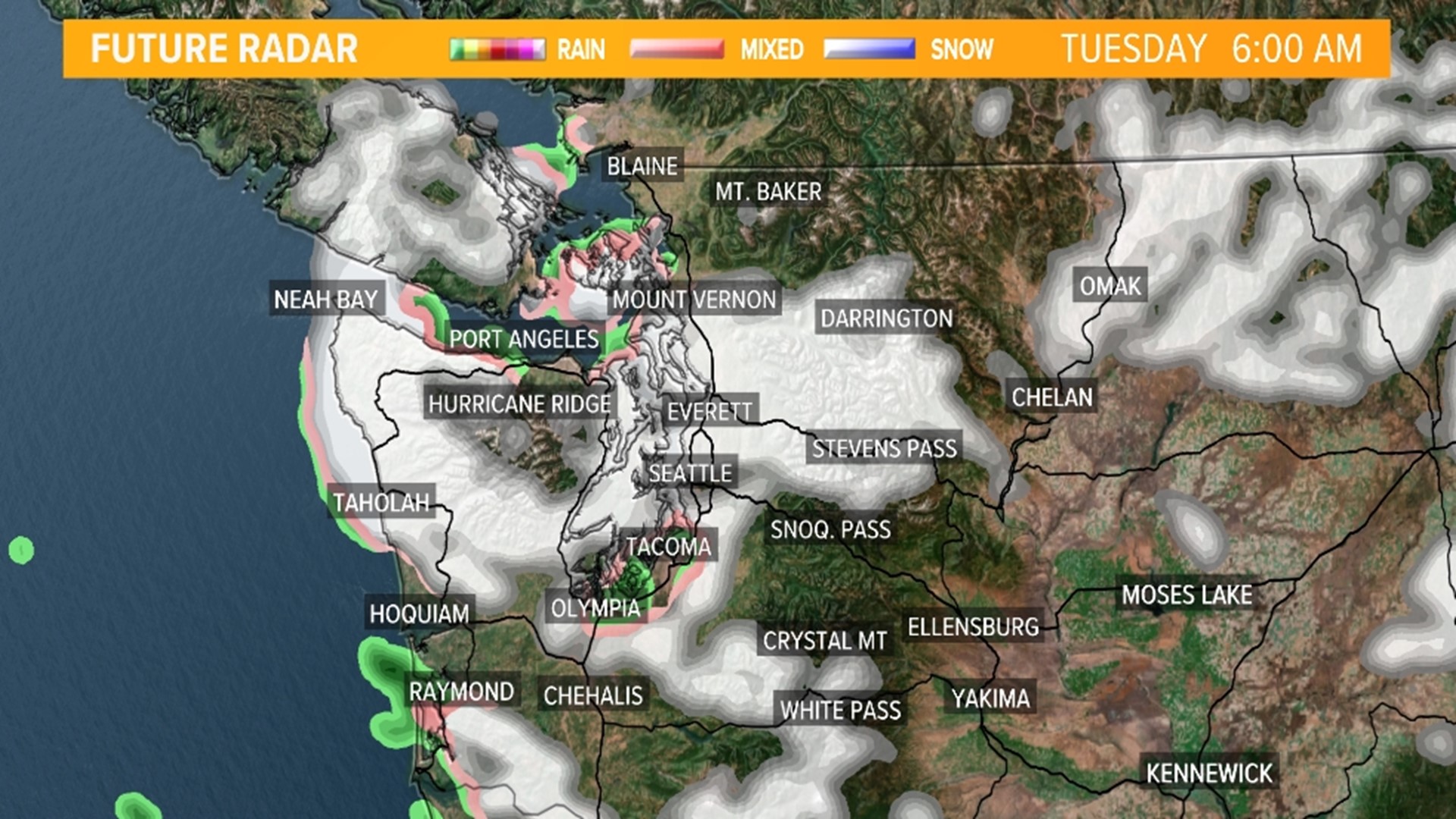 Seattle Snow Map Seattle snow forecast: western Washington snow possible this week ...