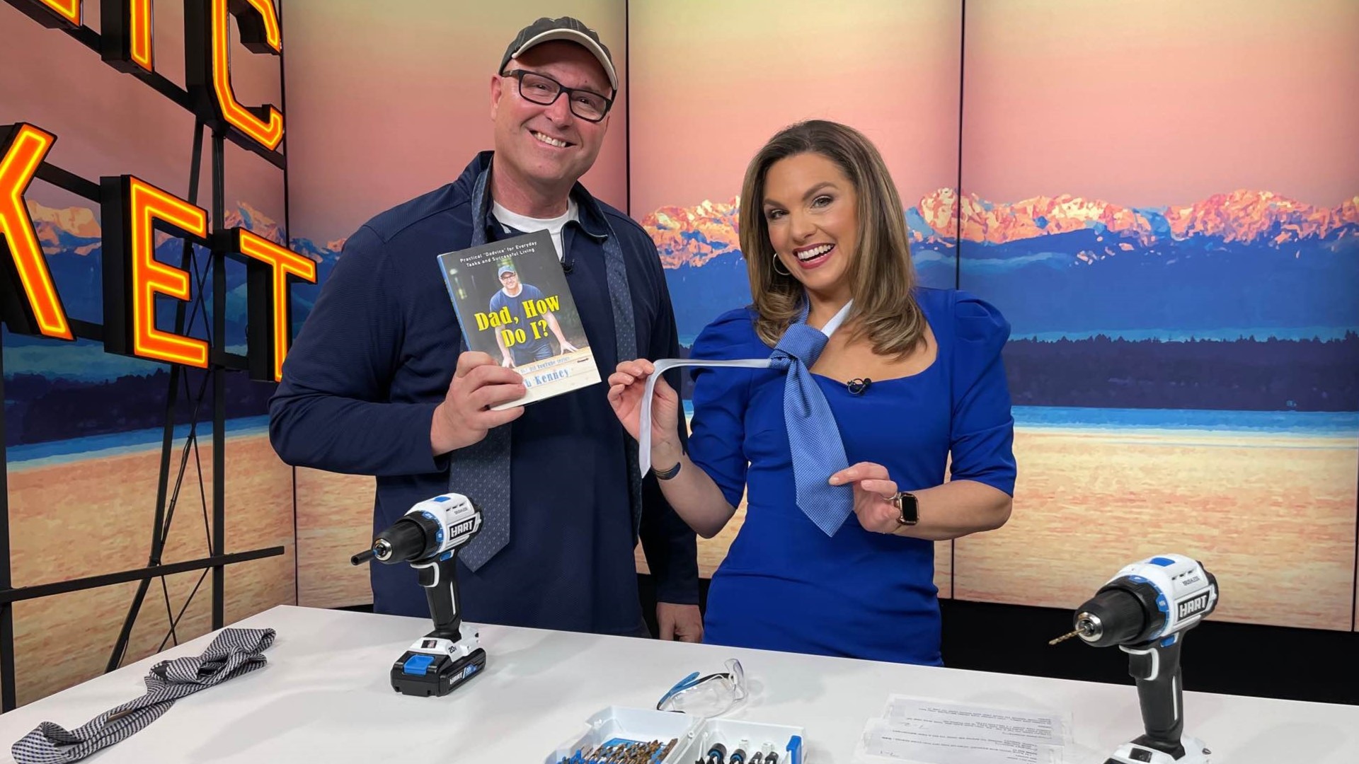 Seattle dad and author Rob Kenney of the YouTube channel Dad, How Do I? shows us how to tie a tie and use a cordless drill! #newdaynw