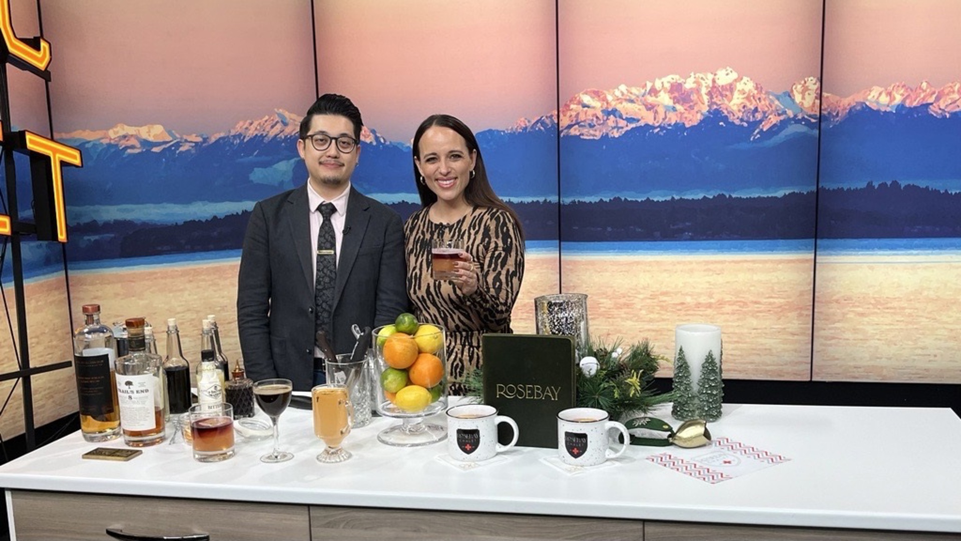 Mixologist Jon Lee shows off the hotel's holiday cocktails and talks about their Rosebay Chalet. #newdaynw