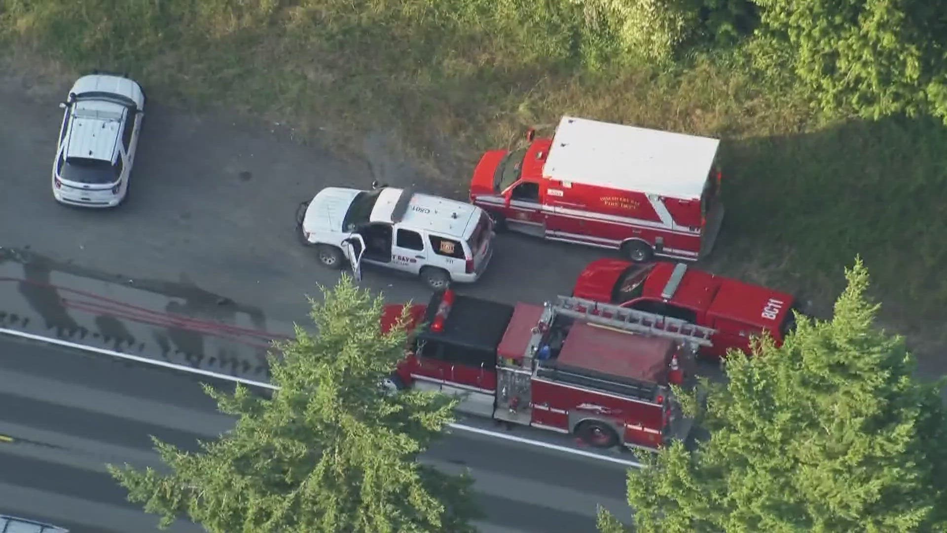 All lanes on State Route 101 near Old Gardiner Road will be closed for a least three hours, according to Washington State Patrol.