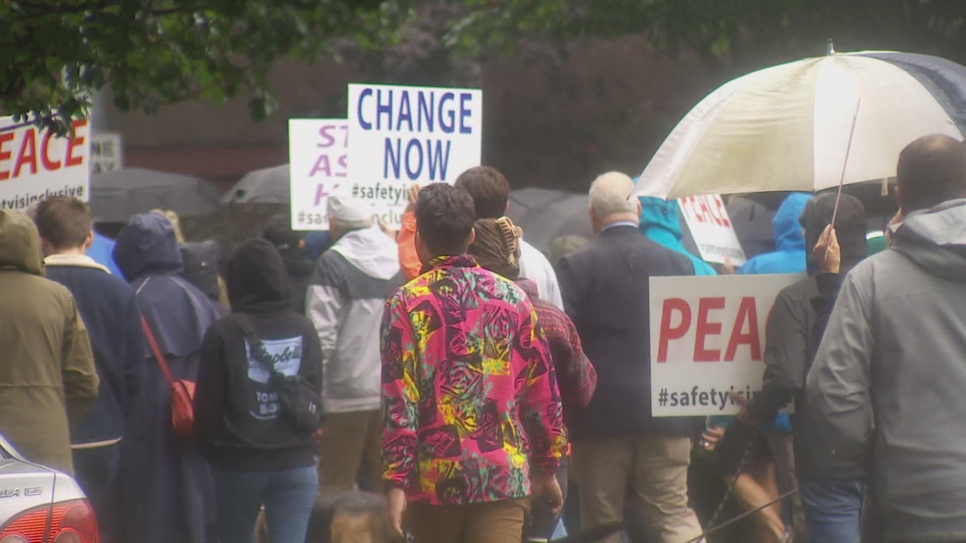 The rally was held to honor the pregnant woman who was shot and killed in an unprovoked attack in Seattle's Belltown neighborhood earlier this week.