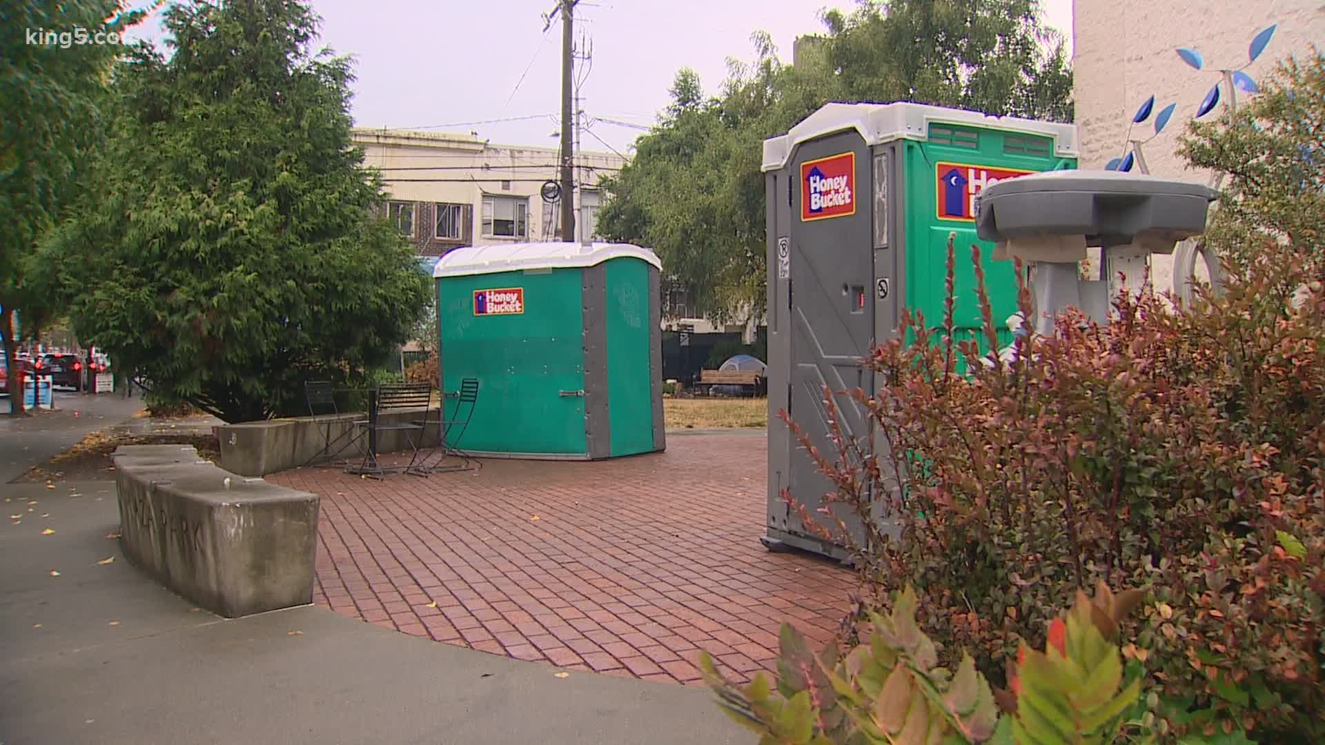 A hygiene station was put at the Junction Plaza Park in May to help people in need during the pandemic. But neighbors say the addition has led to more violence.