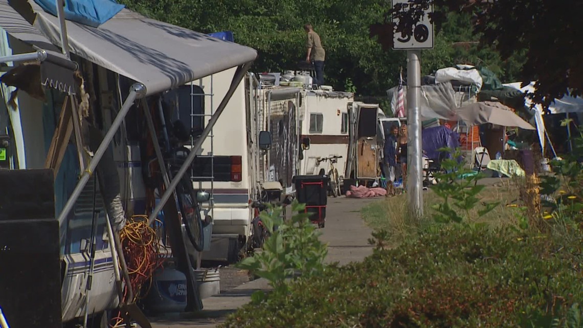 Olympia cleans up after homeless encampment on Ensign Road | king5.com