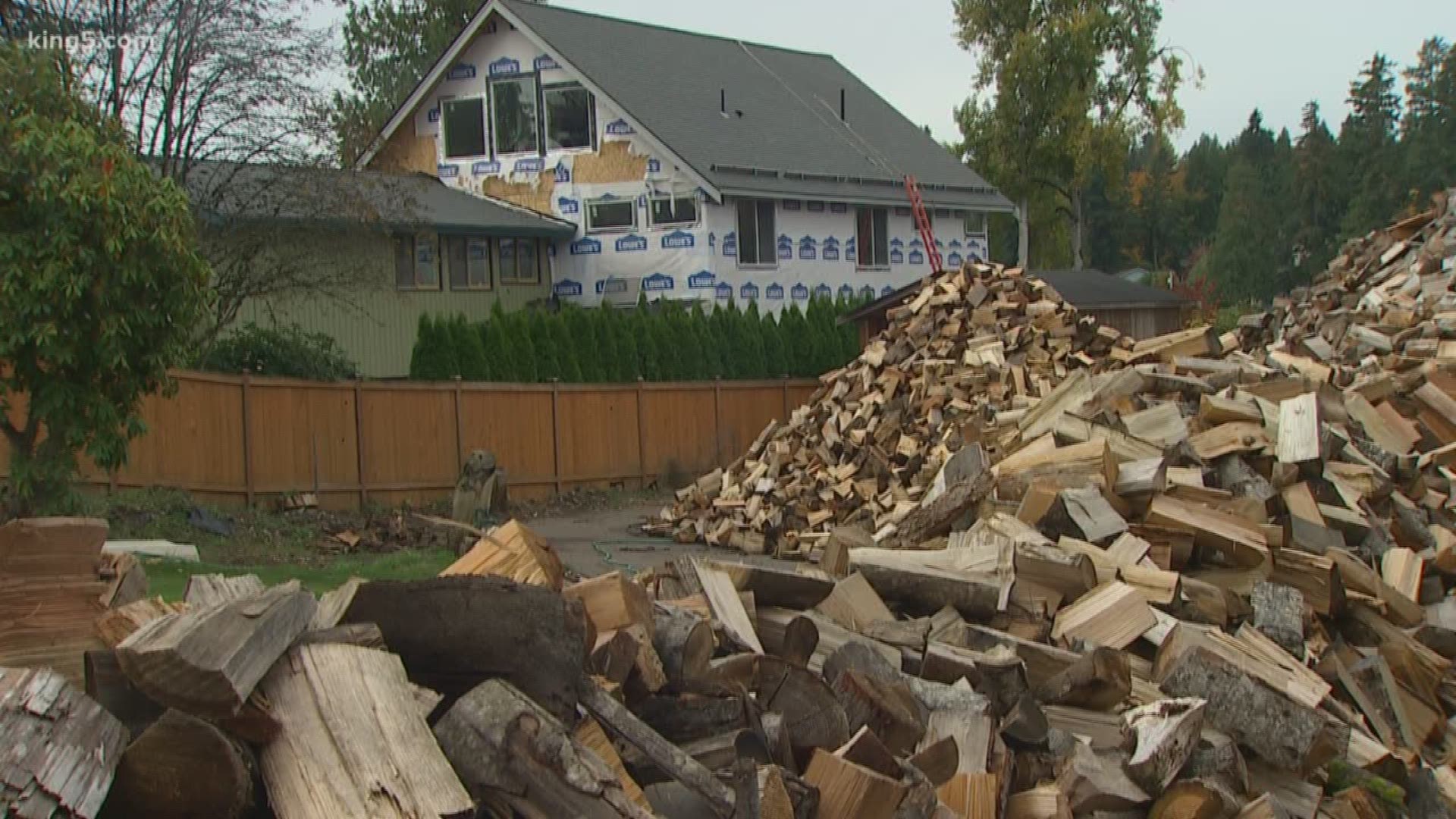 Shane McDaniel is being fined by the city of Lake Stevens for keeping wood on his property that is used for charity.
