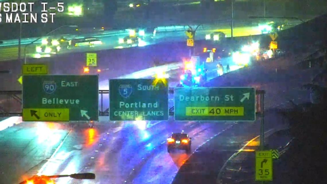 Collision blocked I-5 to I-90 off-ramp in Seattle for several hours