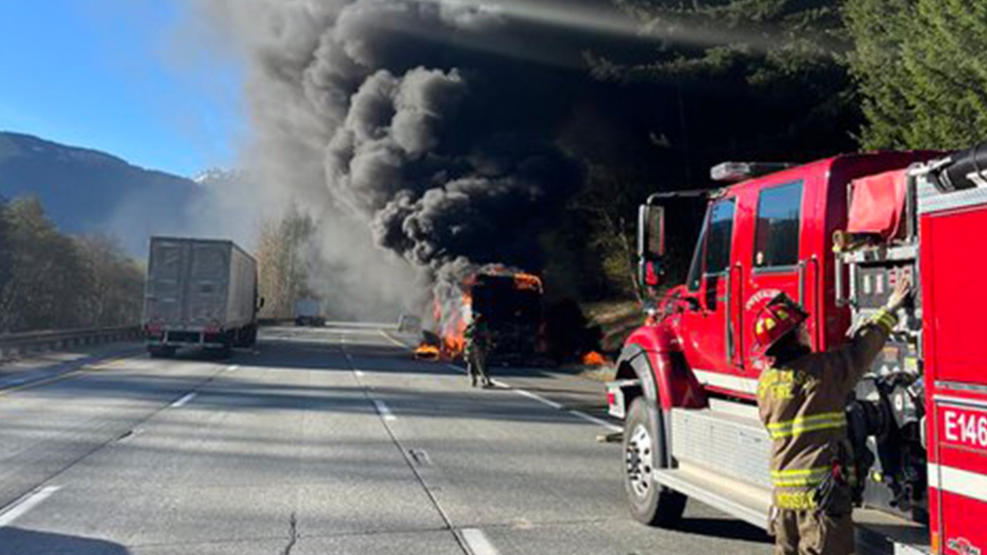 The fire occurred 6 miles west of Snoqualmie Pass Tuesday afternoon.