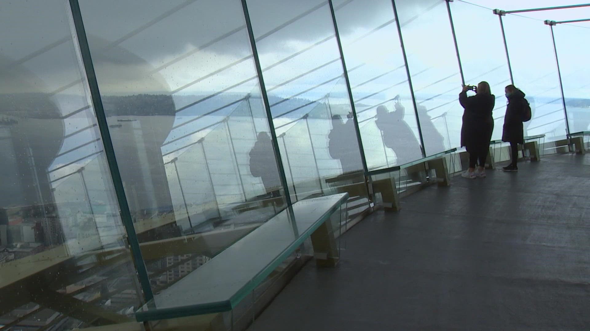 From Seattle Center's Instagram-worthy view, mirrored on the side of the Museum of Pop Culture's shiny building, the Space Needle is reflecting on 60 years