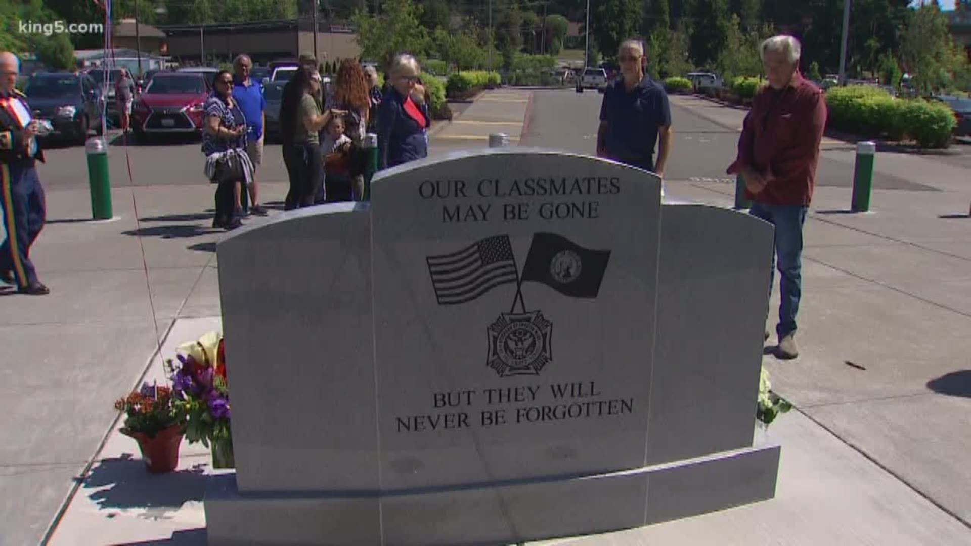 The Northshore School District finally has its first Veterans Memorial, thanks to two vets who made a commitment to commemorate. KING 5's Eric Wilkinson reports.