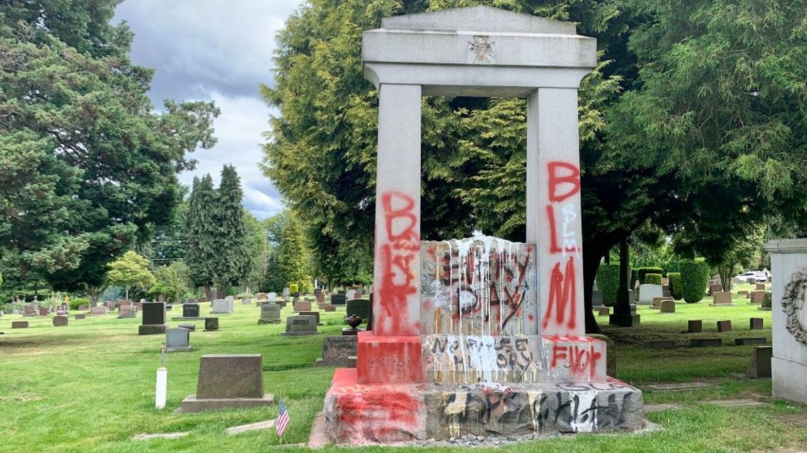 Vandals Target Confederate Memorial At Seattles Lake View Cemetery In Capitol Hill 