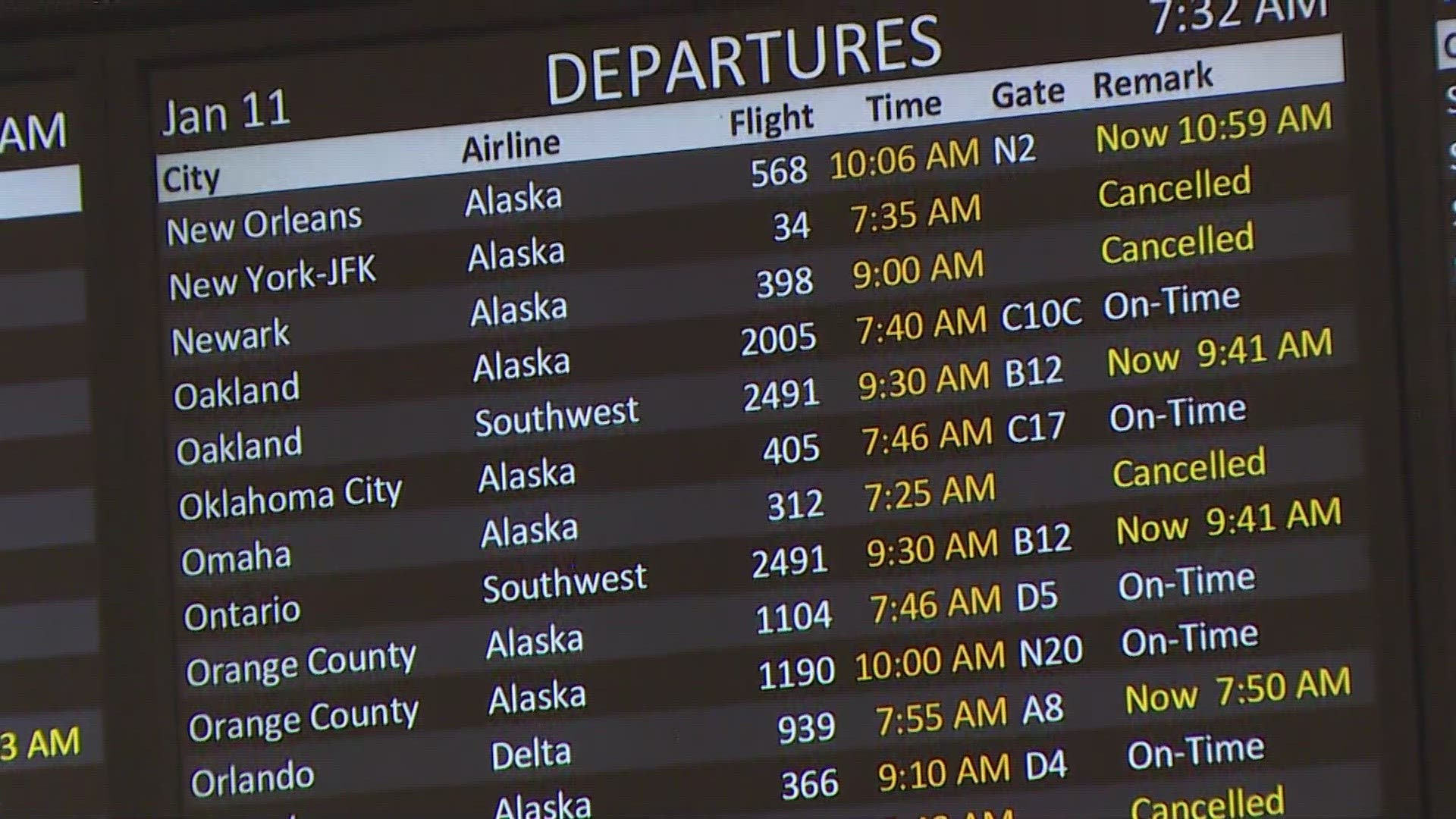 Over 100 flight cancellations at SeaTac Airport
