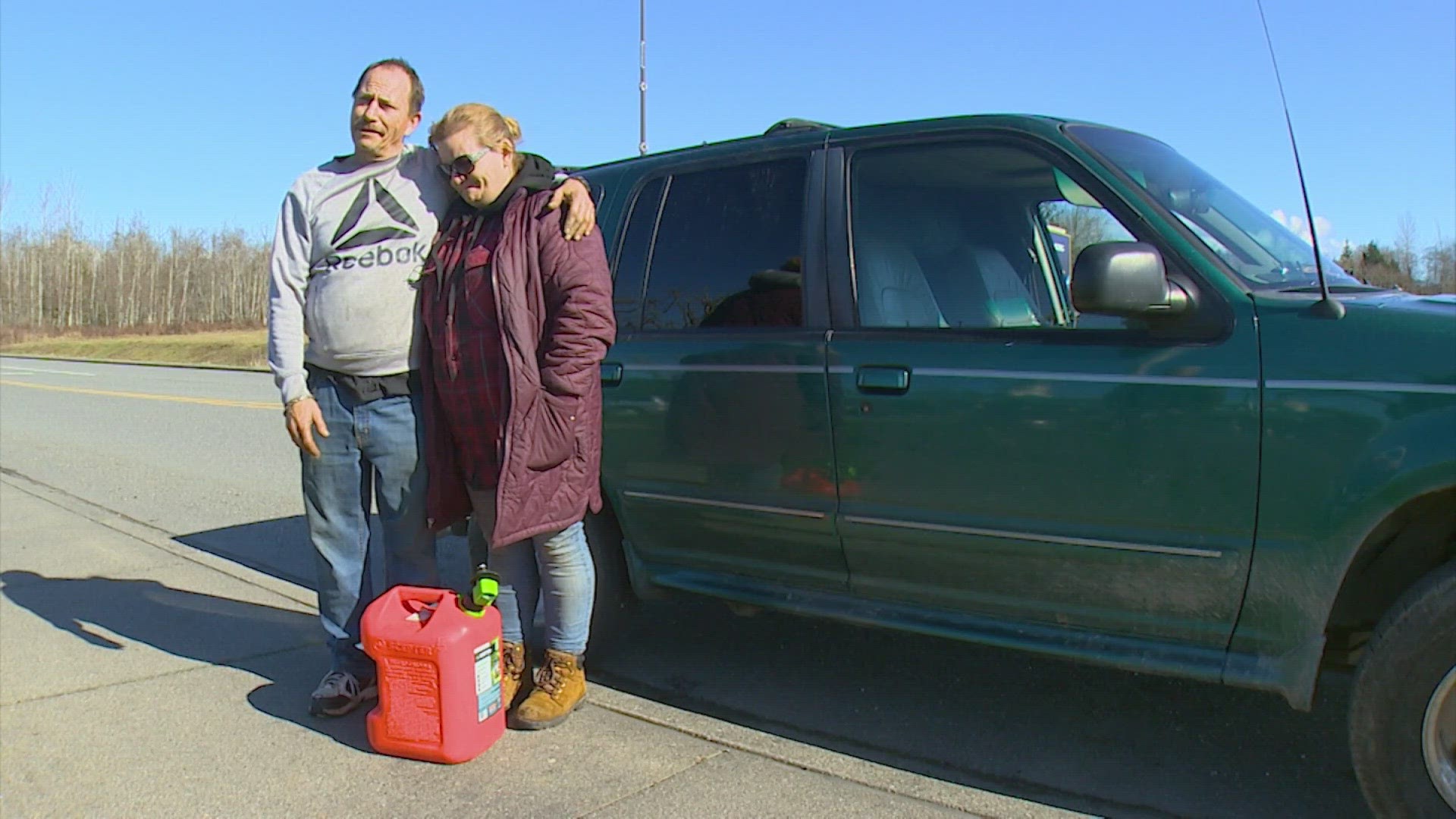 The couple has been living in campgrounds and eating from food banks for weeks.