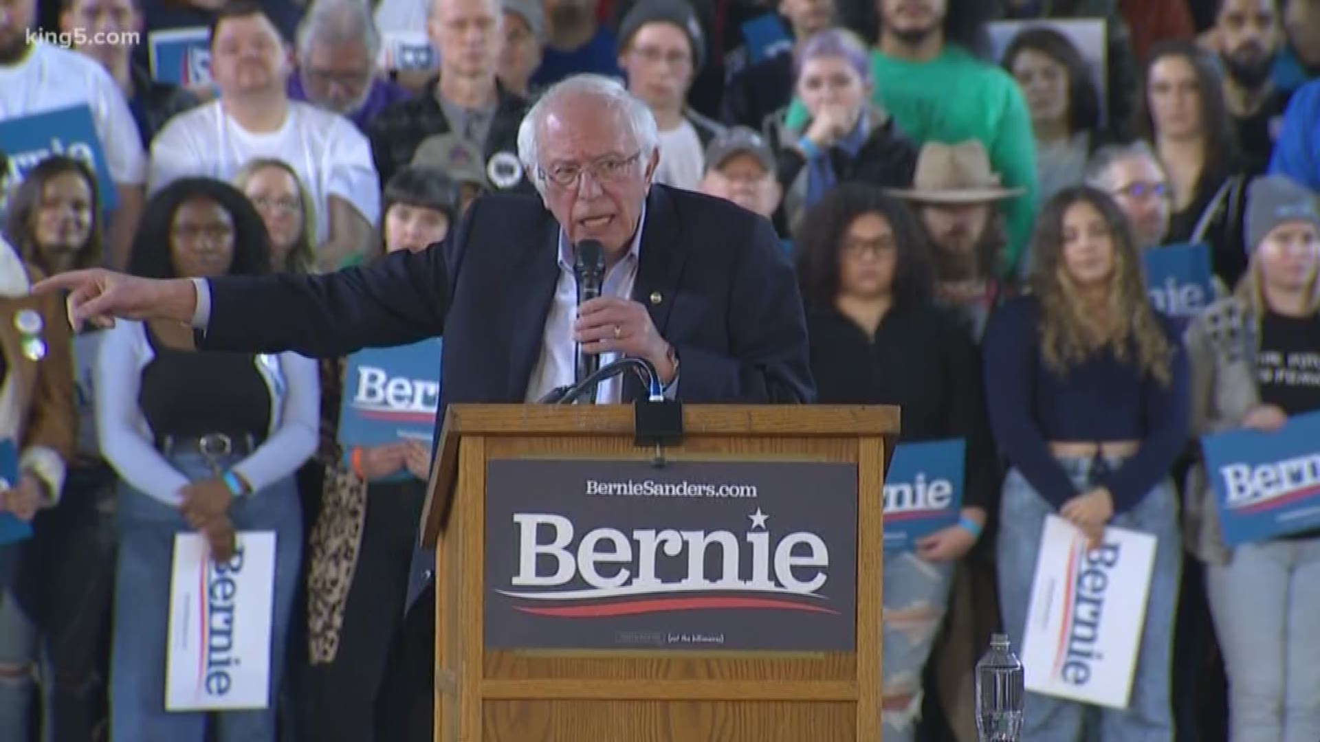 Presidential candidate Bernie Sanders held a rally for supporters in Tacoma on Monday night. KING 5's Chris Daniels and Vanessa Misciagna were there.