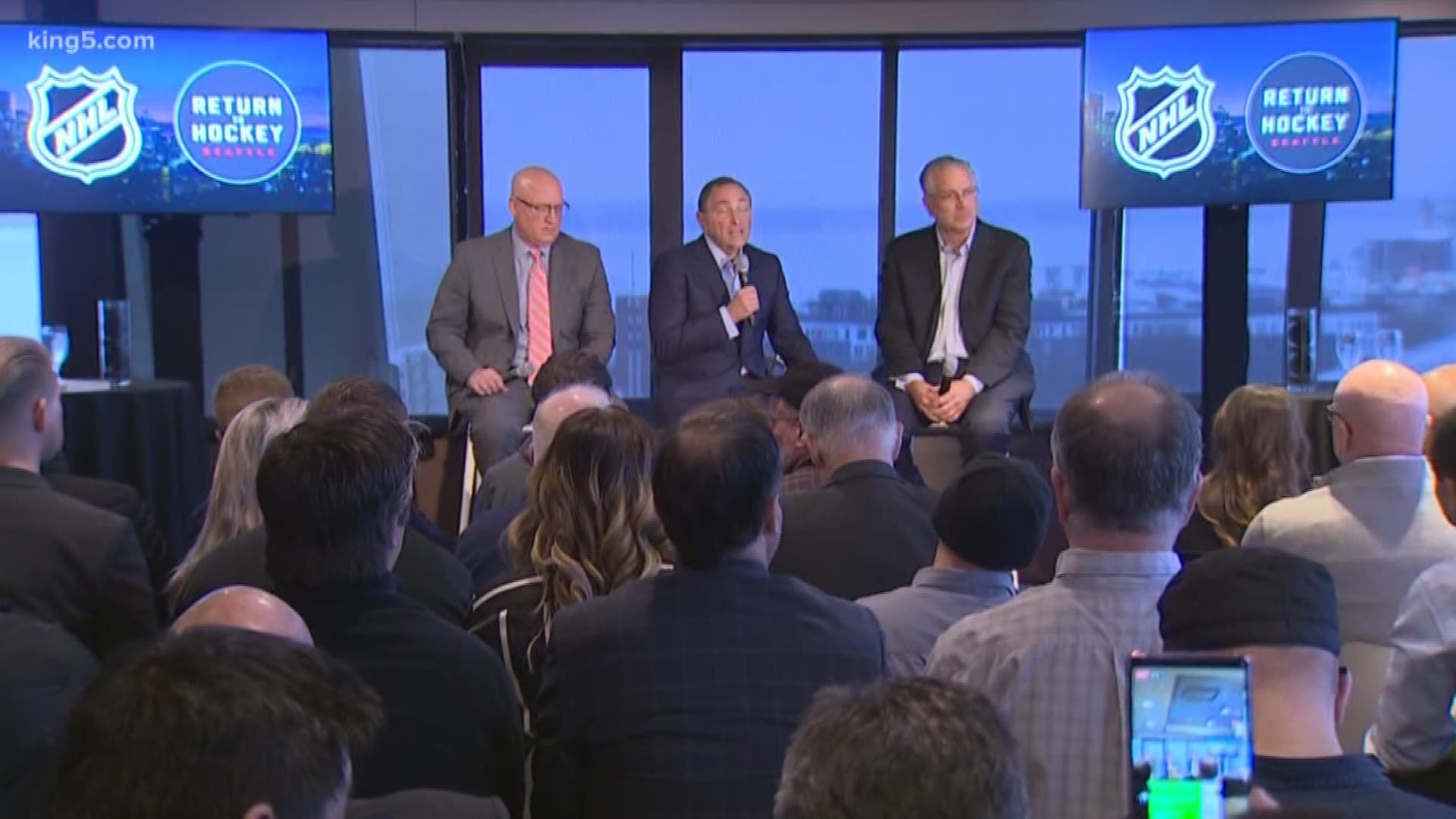 The NHL is coming to Seattle in 2021, and today, the league's top leaders were in the city for the first time since the announcement. It was a barn storming tour around the city that included some key hints about the future. KING 5's Chris Daniels has the story.