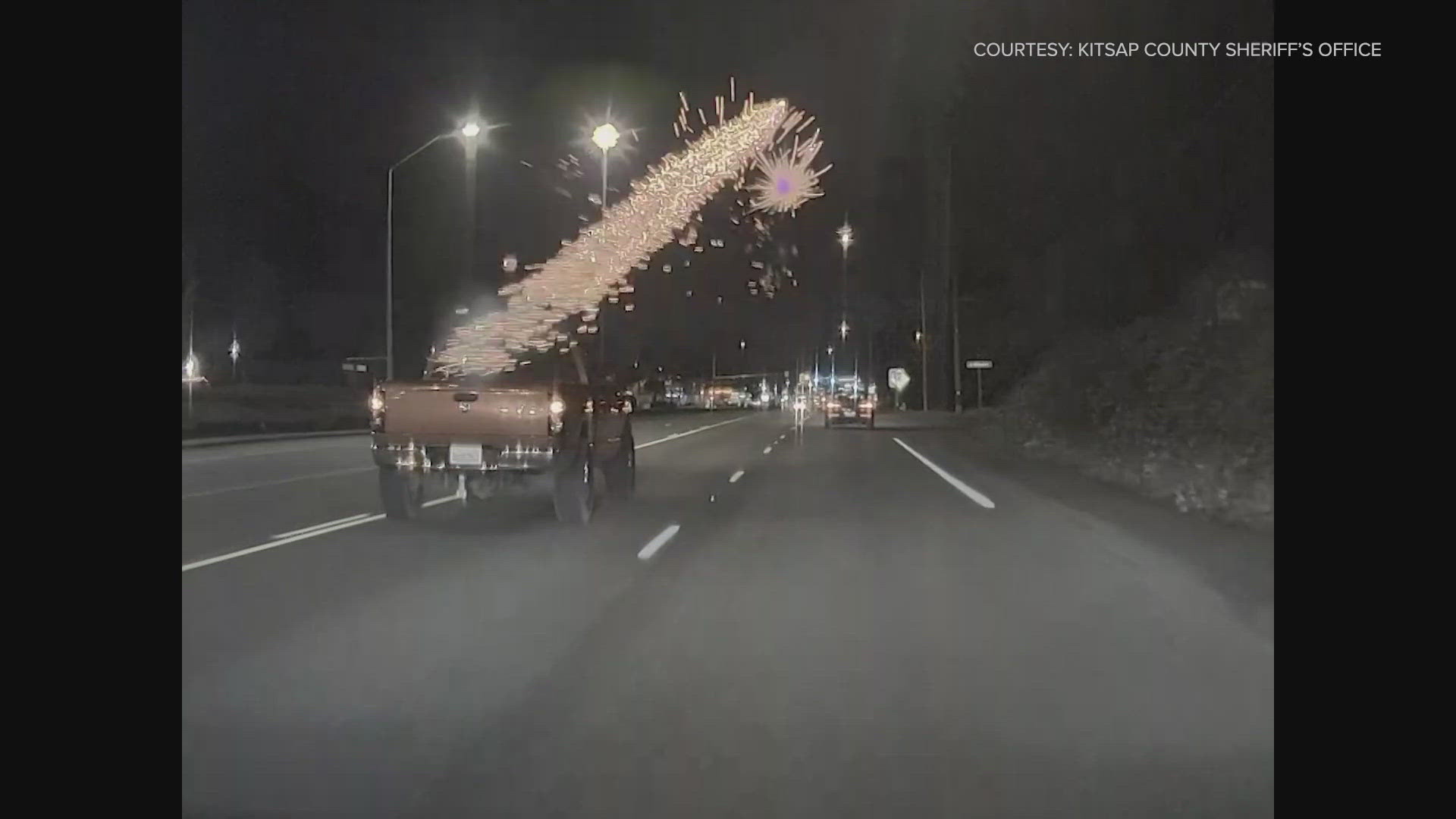 Caught on video: Truck occupants shoot fireworks at driver in road rage ...