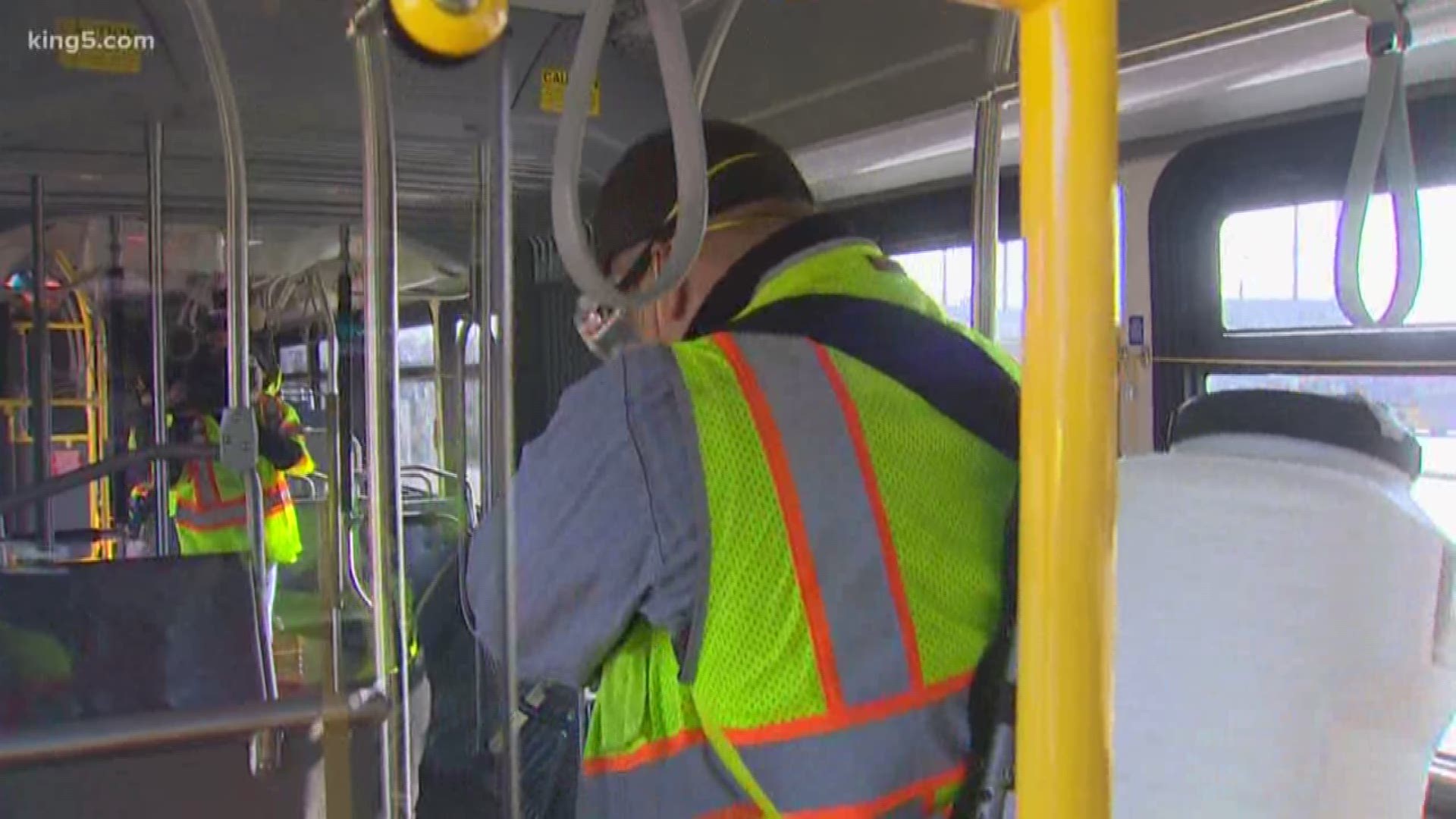 Crews have been hard at work spraying disinfectant on all city buses to keep riders safe from coronavirus.