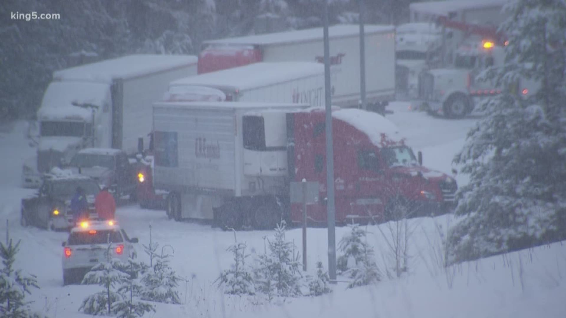 It's no secret the winter weather has created dangerous conditions on roads across Western Washington. That's especially true in the higher elevations, including on I-90. KING 5’s Michael Crowe caught up with truckers who found themselves stranded for hours.