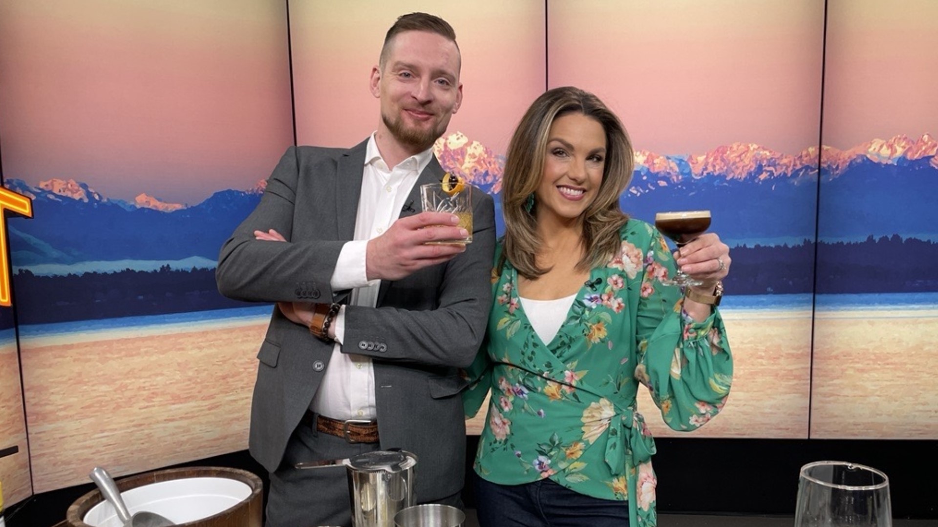 Friday, May 13th is World Cocktail Day and Sander Raav from Seattle Bartending Company made us three cocktails from three countries. #newdaynw