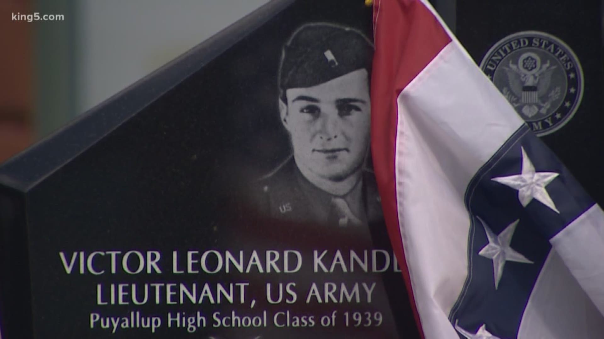 Army Lt. Victor Kandle was killed in WWII, and also honored with the Congressional Medal of Honor. Veterans in Puyallup dedicated a memorial to his memory. KING 5's Sebastian Robertson reports.