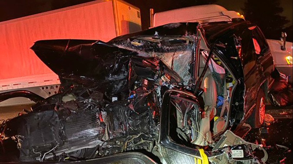 Fleeing SUV hit emergency vehicles responding to semi truck fire on I-5 ...