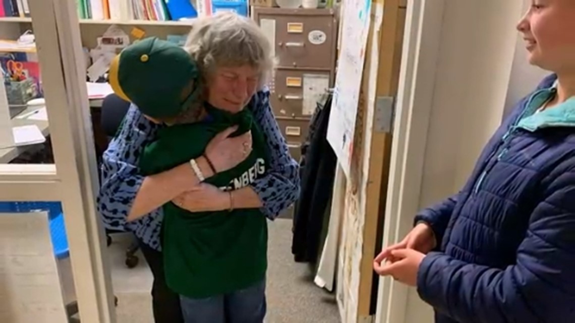 'I'm so lucky:' Beloved school nurse of nearly three decades honored by students