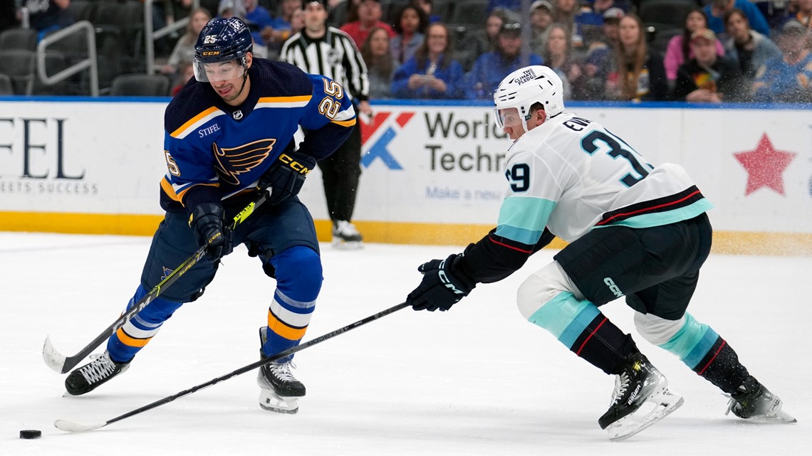 Kyrou, Schenn And Walker Score In 3rd Period, Send Blues Past Kraken 4 ...