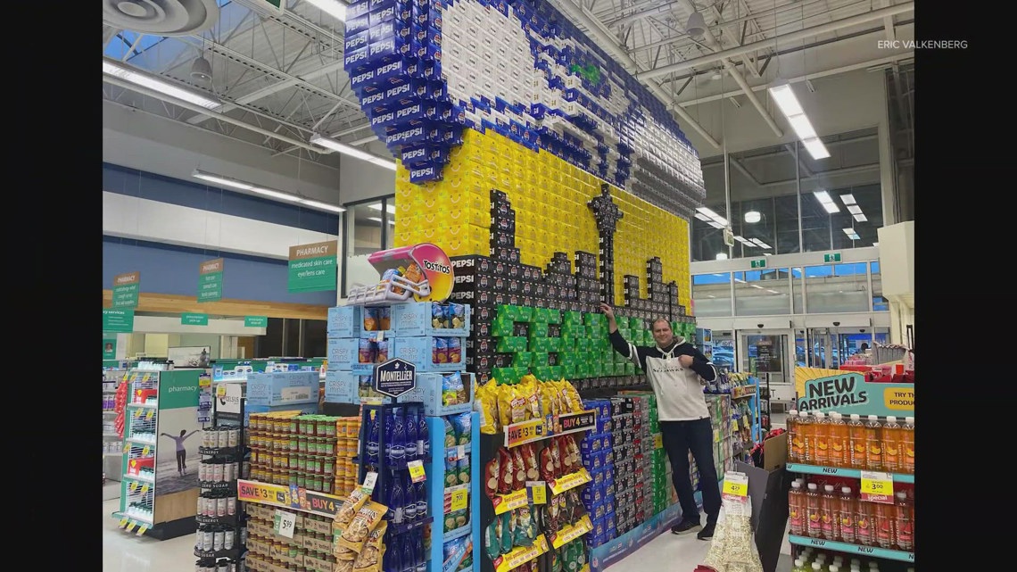 Seahawks superfan builds massive 12s display with 1,500 boxes at Canadian store