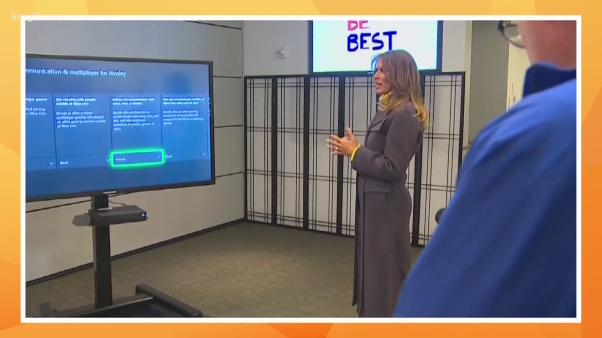 First Lady Melania Trump visited the Redmond headquarters of Microsoft on Monday as part of her 'Be Best' initiative promoting childhood online safety.