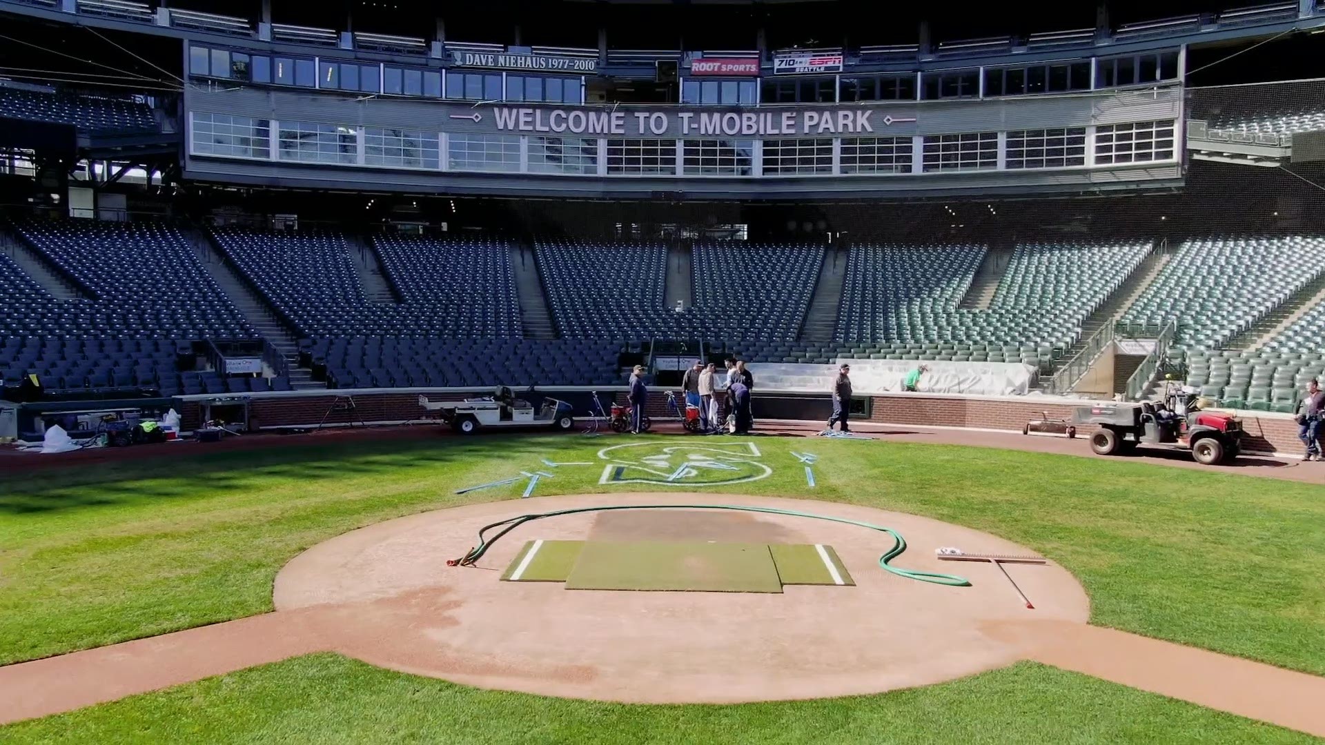 Watch as crews put the finishing touches on T-Mobile Park for opening day of the 2019 baseball season.