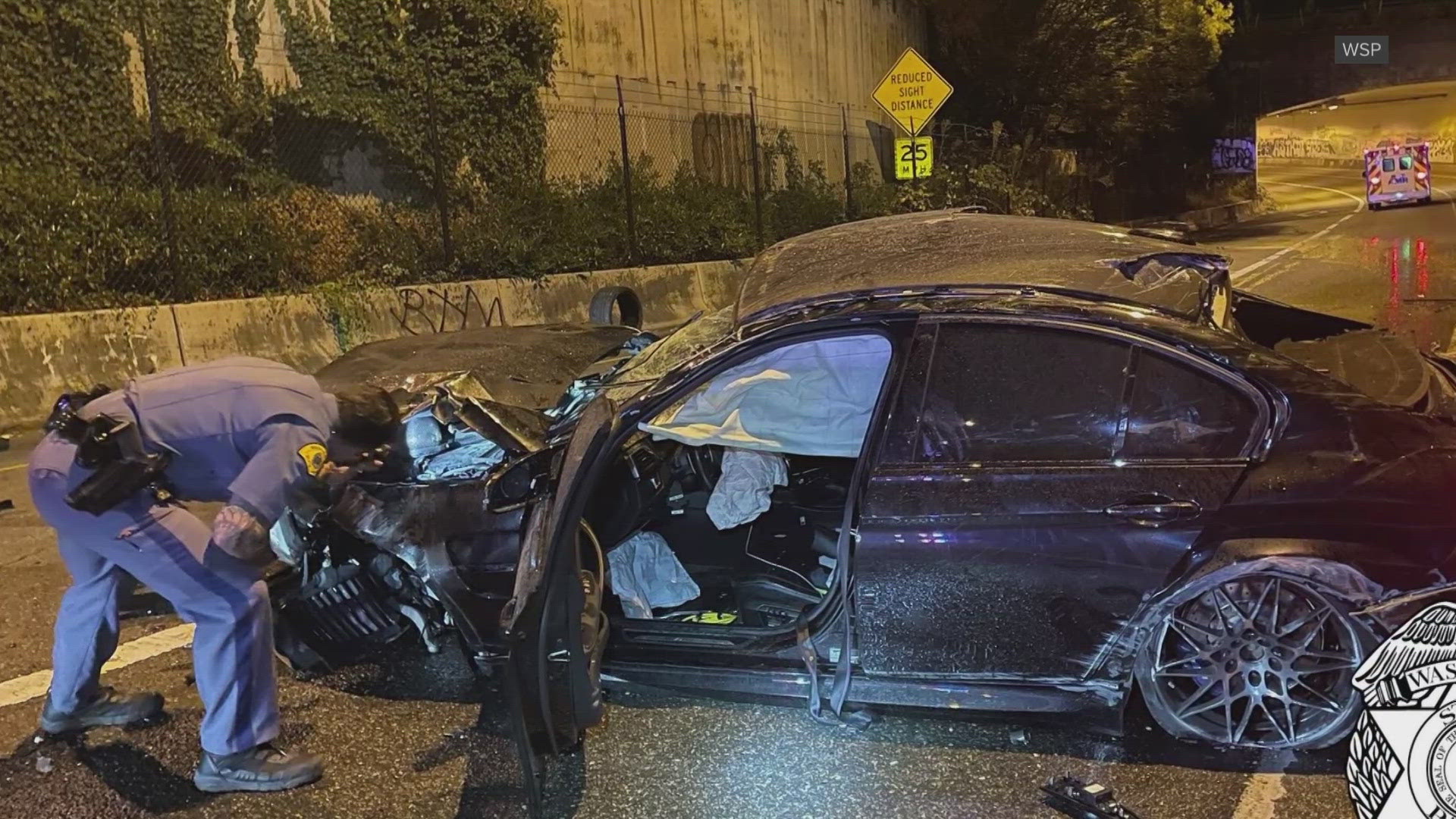 The driver walked away with no serious injuries, according to WSP.