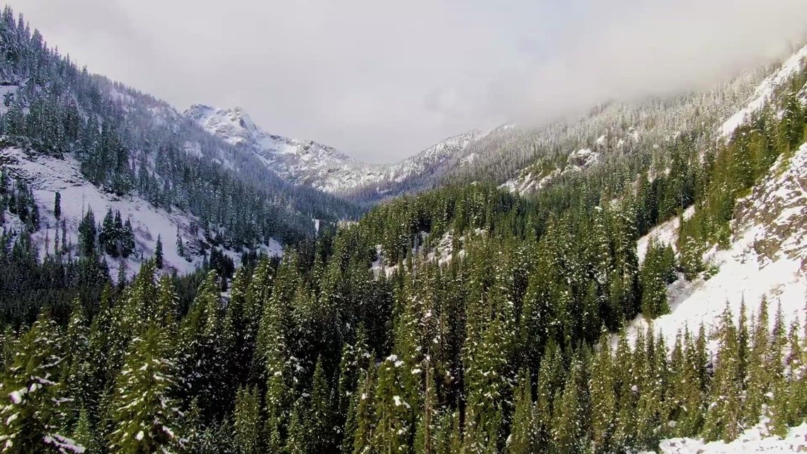 Drone footage of Snoqualmie Pass