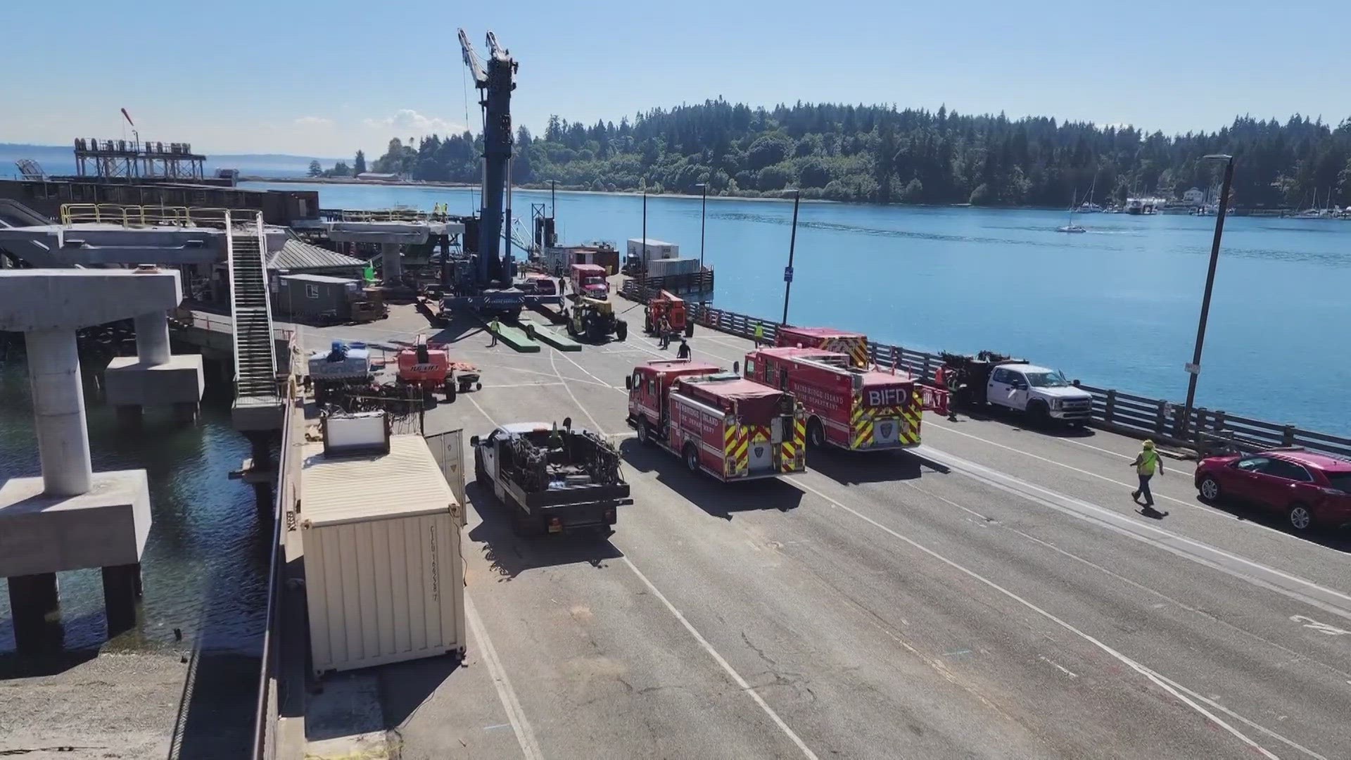 A worker was injured on Friday, Sept. 8, after a Bainbridge ferry terminal walkway piece fell during construction.