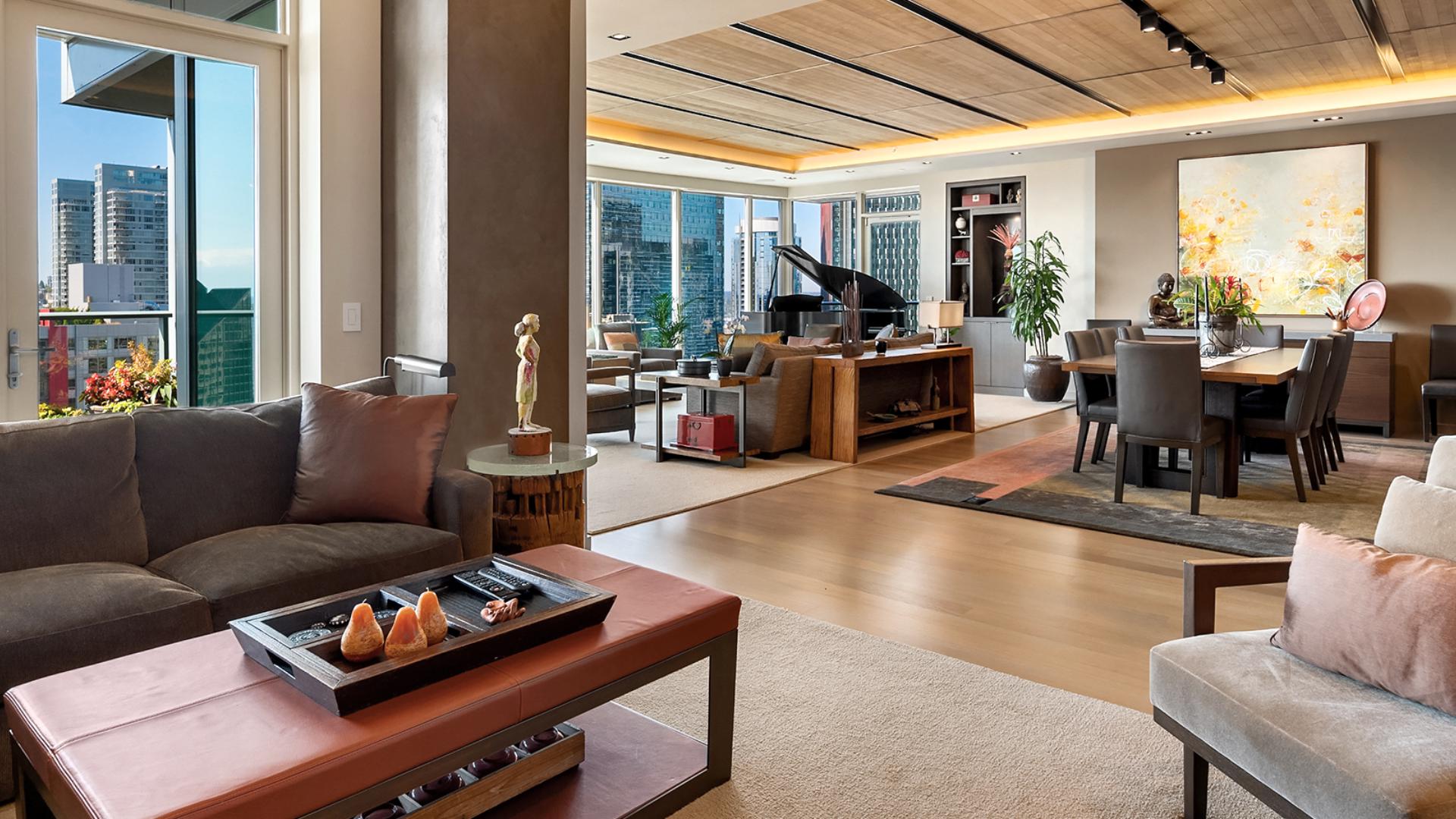 The 4,200-square-foot home in the Escala building has views of the city, Sound and mountains. #k5evening
