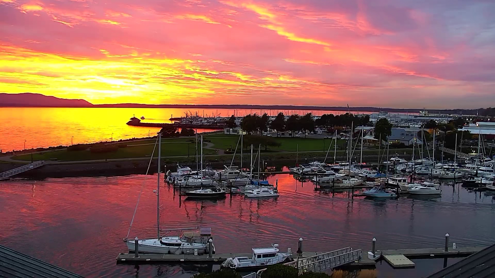 Take a moment to watch the sunset over Bellingham on Oct. 11, as seen from KING 5's tower camera.